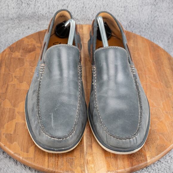 Clarks Blue Leather Mens Drive Loafers Slip On Shoes Size 10.5 - Picture 2 of 7